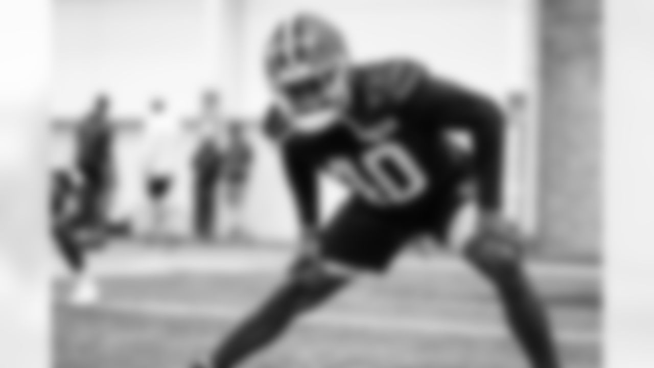 Linebacker Bookie Watson (40) during a workout on the second day of Rookie Minicamp at CrossCountry Mortgage Campus on May 11, 2024.