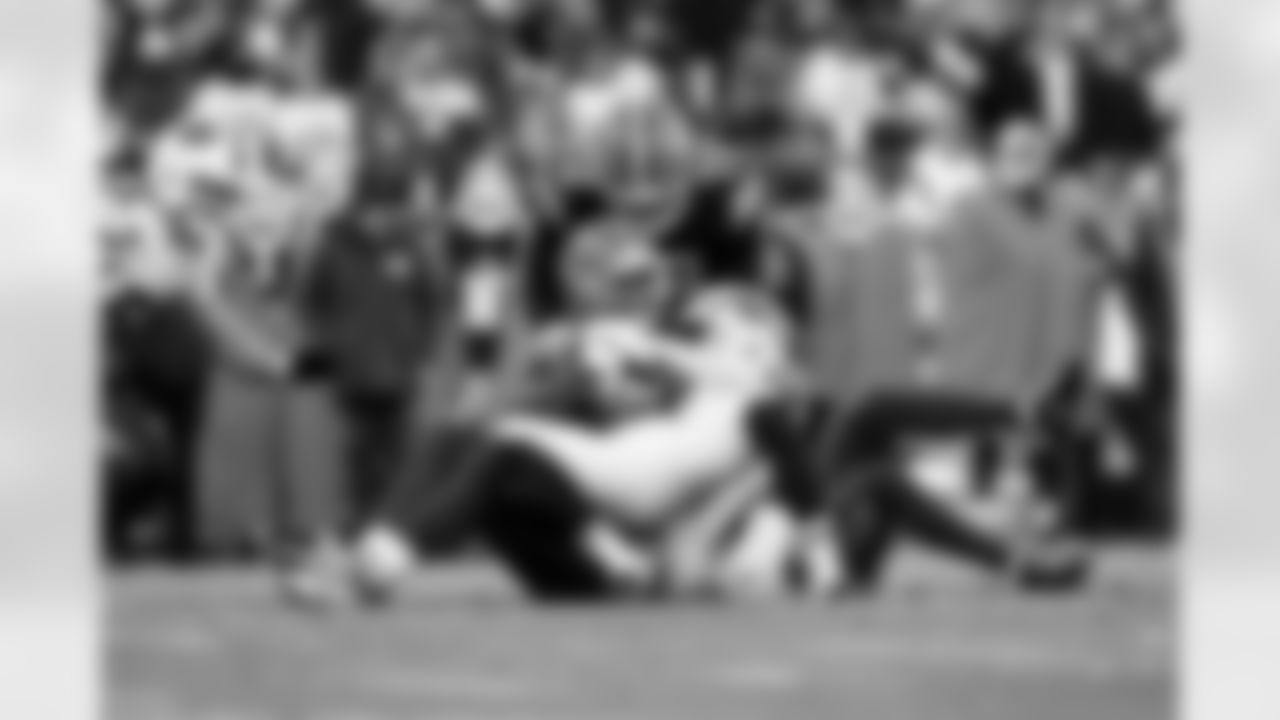Wide receiver Malachi Corley (83) and Offensive tackle KT Leveston (72) during a NFL football game between the Buffalo Bills and Cleveland Browns on December 21, 2025 at Huntington Bank Field.