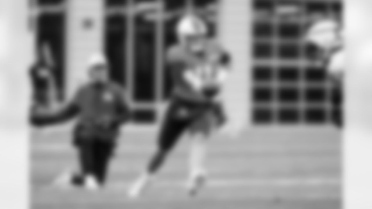 Quarterback Bailey Zappe (11) during practice at CrossCountry Mortgage Campus on November 19, 2025.