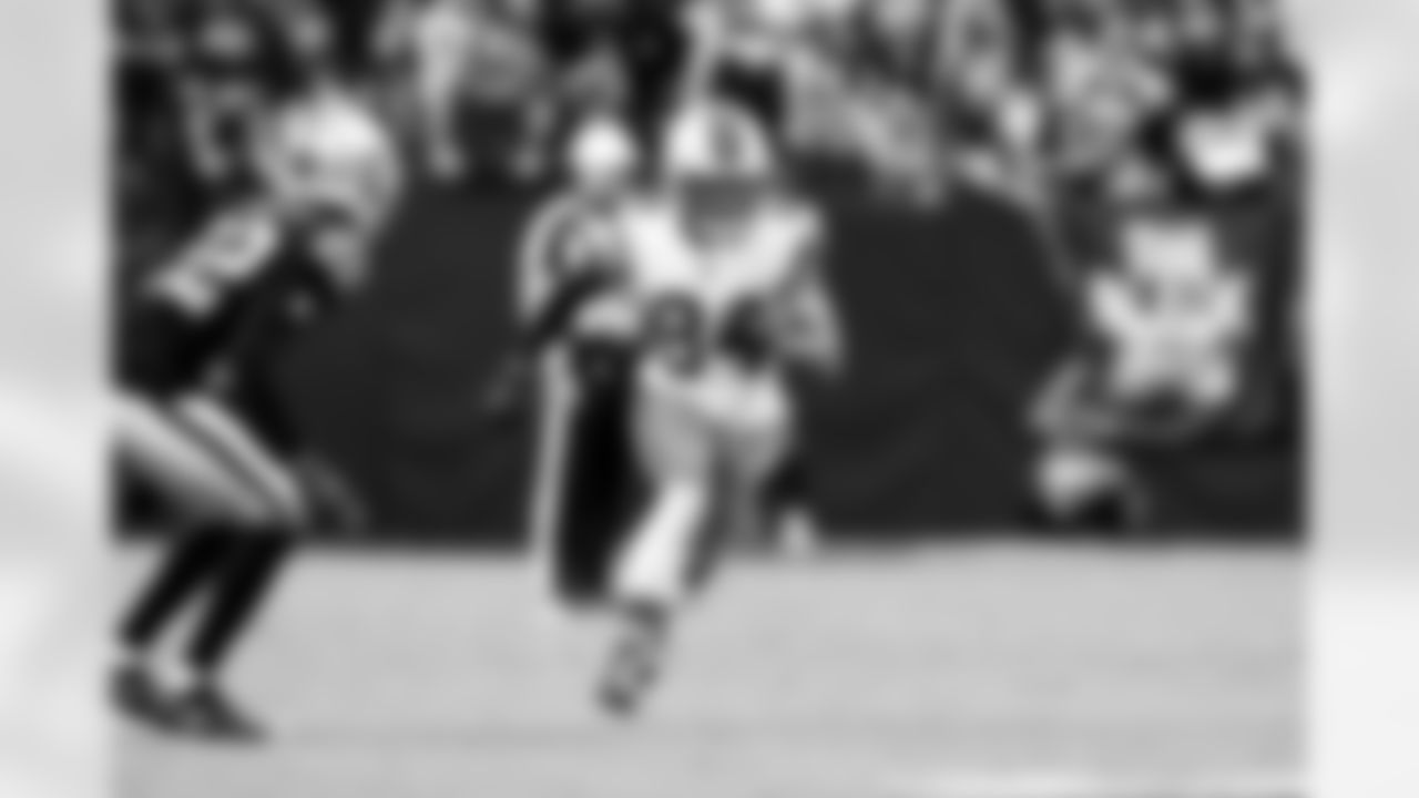 Wide receiver Gage Larvadain (84) during a NFL football game between the Cleveland Browns and Las Vegas Raiders on November 23, 2025 at Allegiant Stadium.