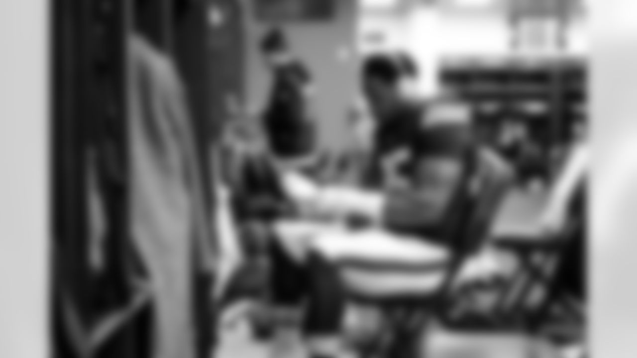 Defensive end Myles Garrett (95) before a NFL football game between the Buffalo Bills and Cleveland Browns on December 21, 2025 at Huntington Bank Field.