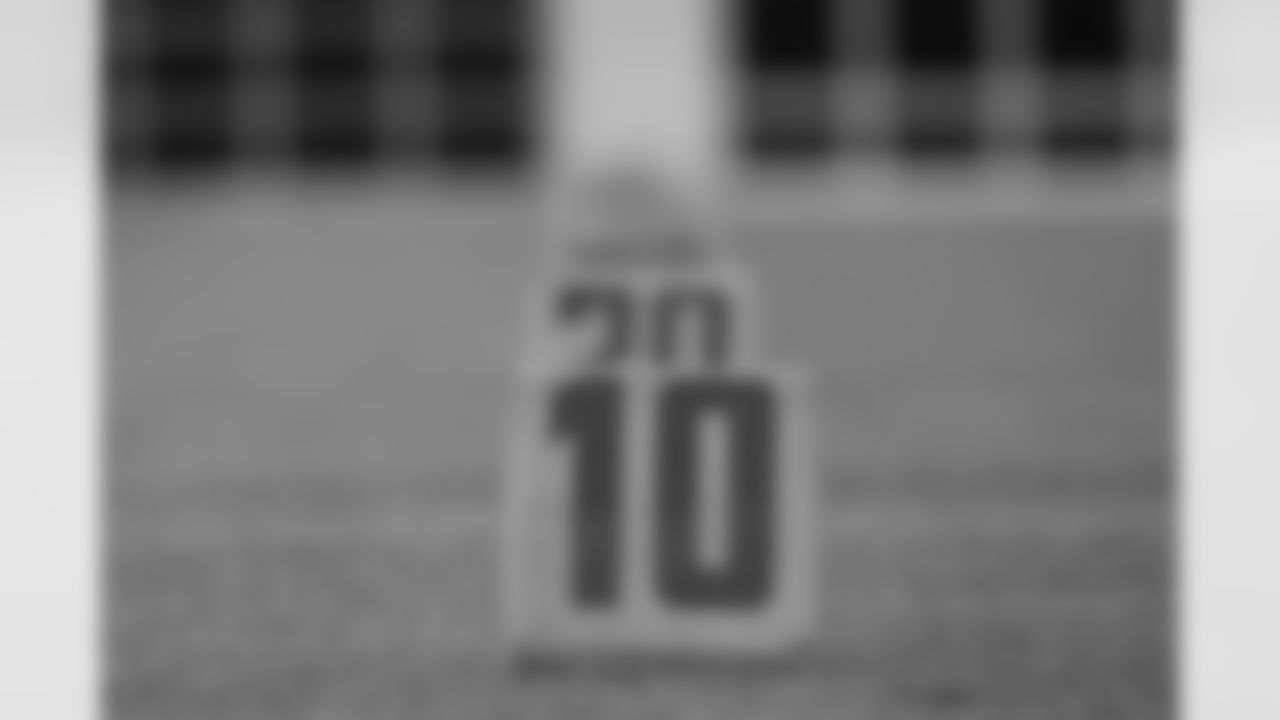 Yard line markers during the first day of OTAs at CrossCountry Mortgage Campus on May 28, 2025.
