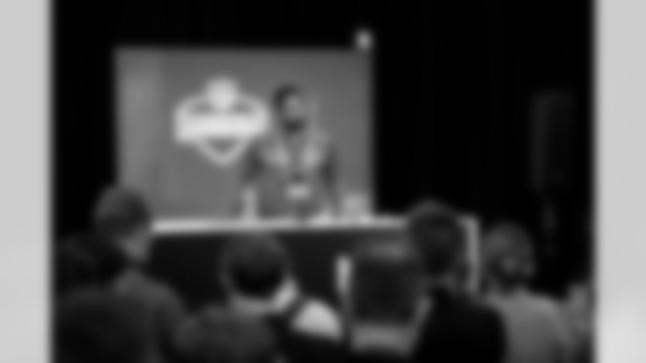 Executive Vice President of Football Operations and General Manager Andrew Berry speaks to the media at the 2026 NFL Combine on February 24, 2026 in Indianapolis, Indiana.