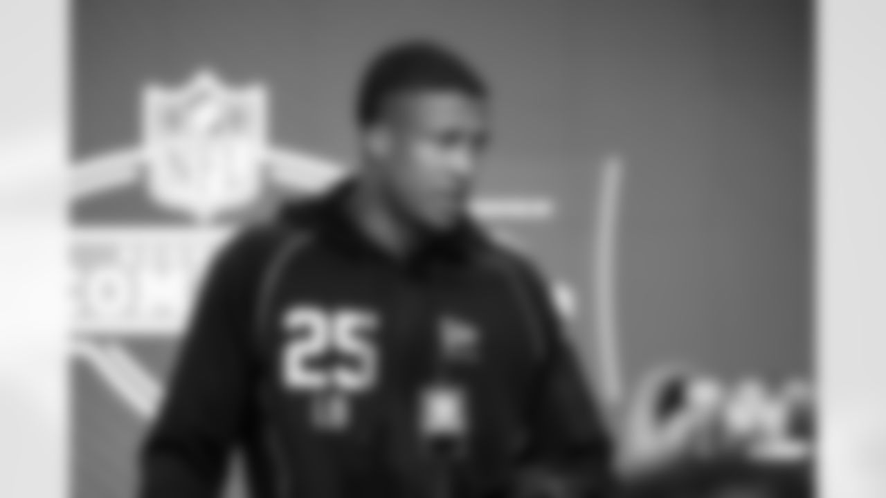 Linebacker Sonny Styles, Ohio State, speaks to the media at the 2026 NFL Combine on February 25, 2026 in Indianapolis, Indiana.