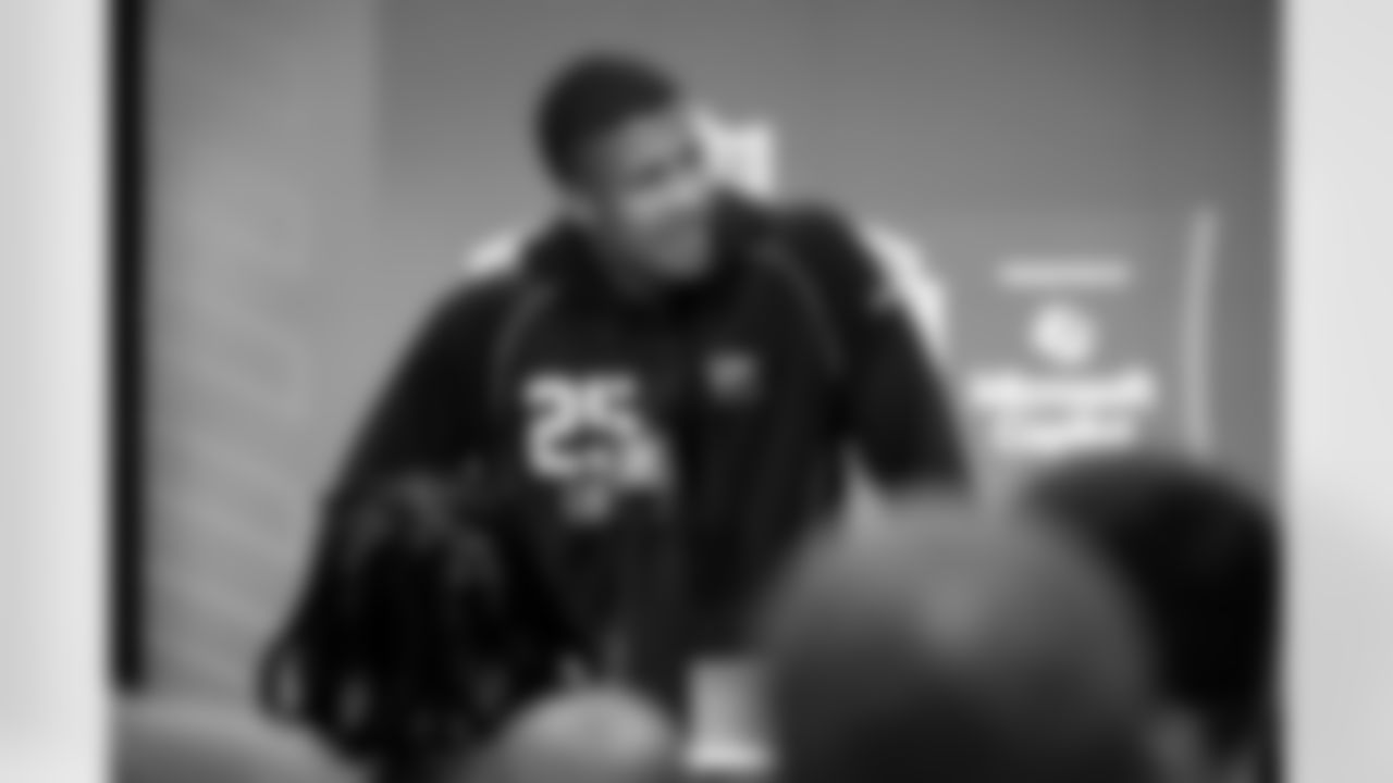 Linebacker Sonny Styles, Ohio State, speaks to the media at the 2026 NFL Combine on February 25, 2026 in Indianapolis, Indiana.