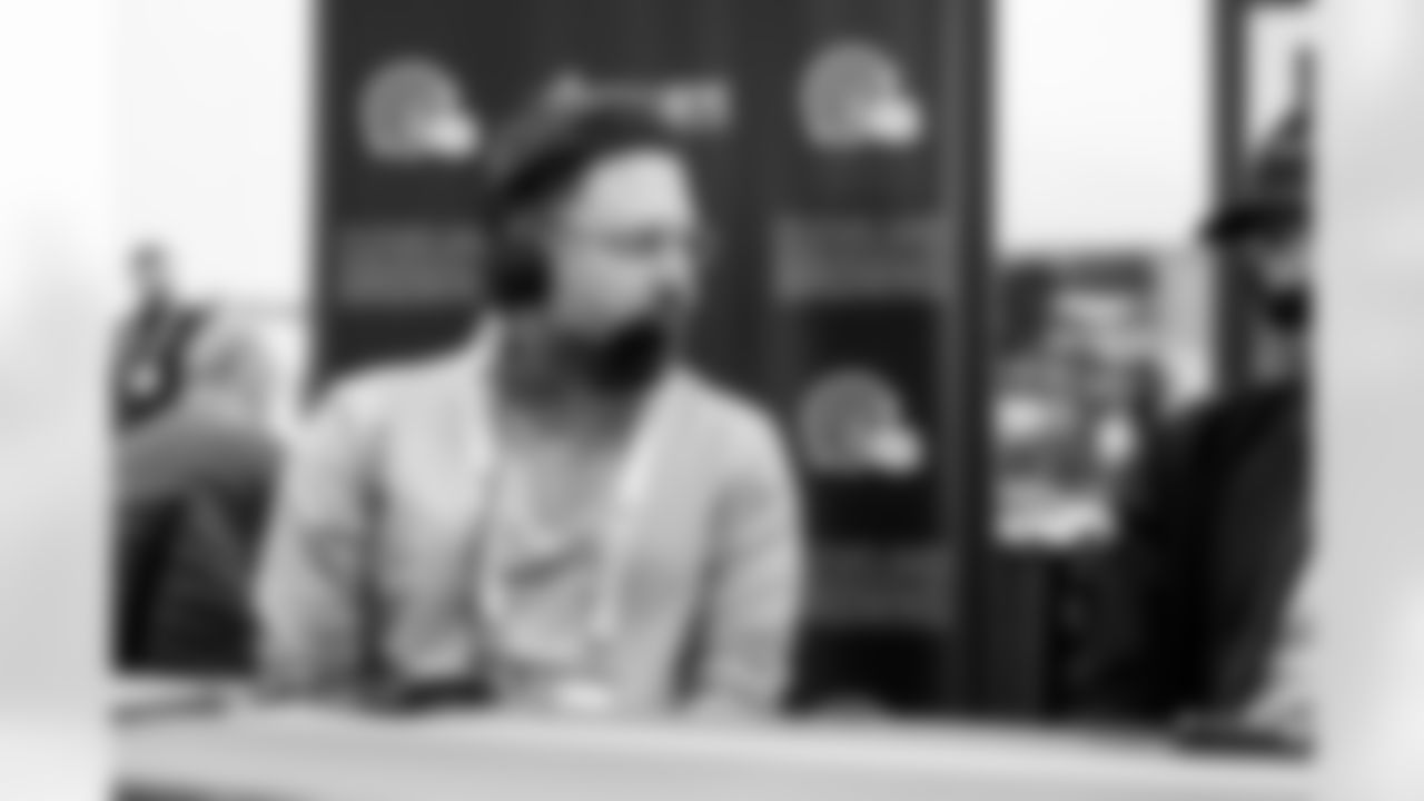 Media Broadcaster Beau Bishop on Cleveland Browns Daily on location at the 2026 NFL Combine on February 24, 2026 in Indianapolis, Indiana.