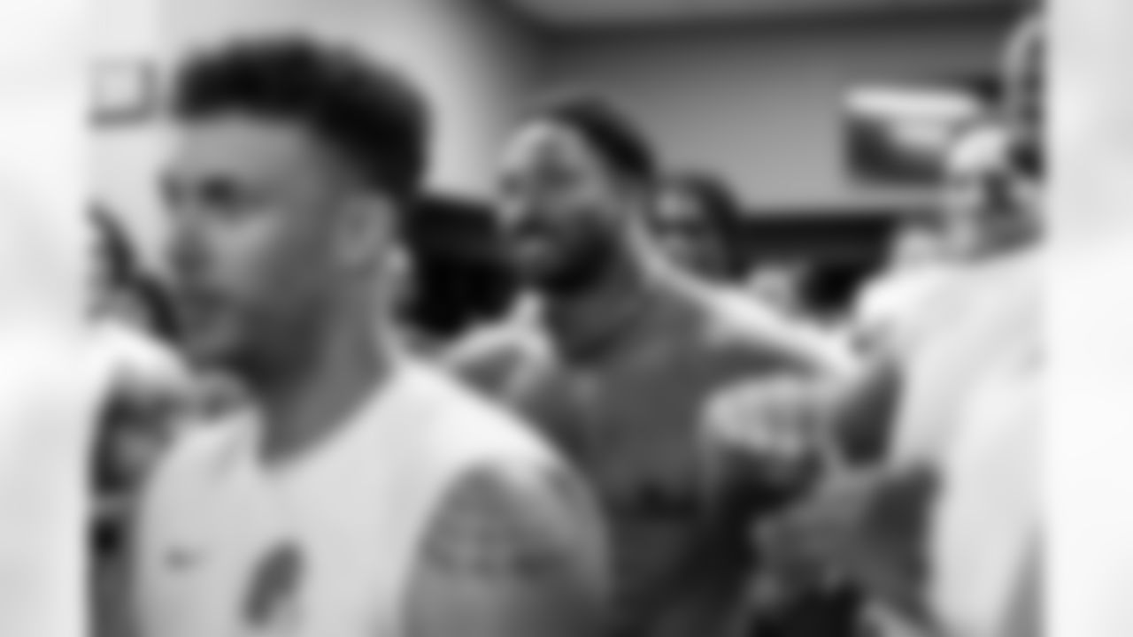 Defensive end Myles Garrett (95) after a NFL football game between the Cleveland Browns and Las Vegas Raiders on November 23, 2025 at Allegiant Stadium. The Browns won 24-10.