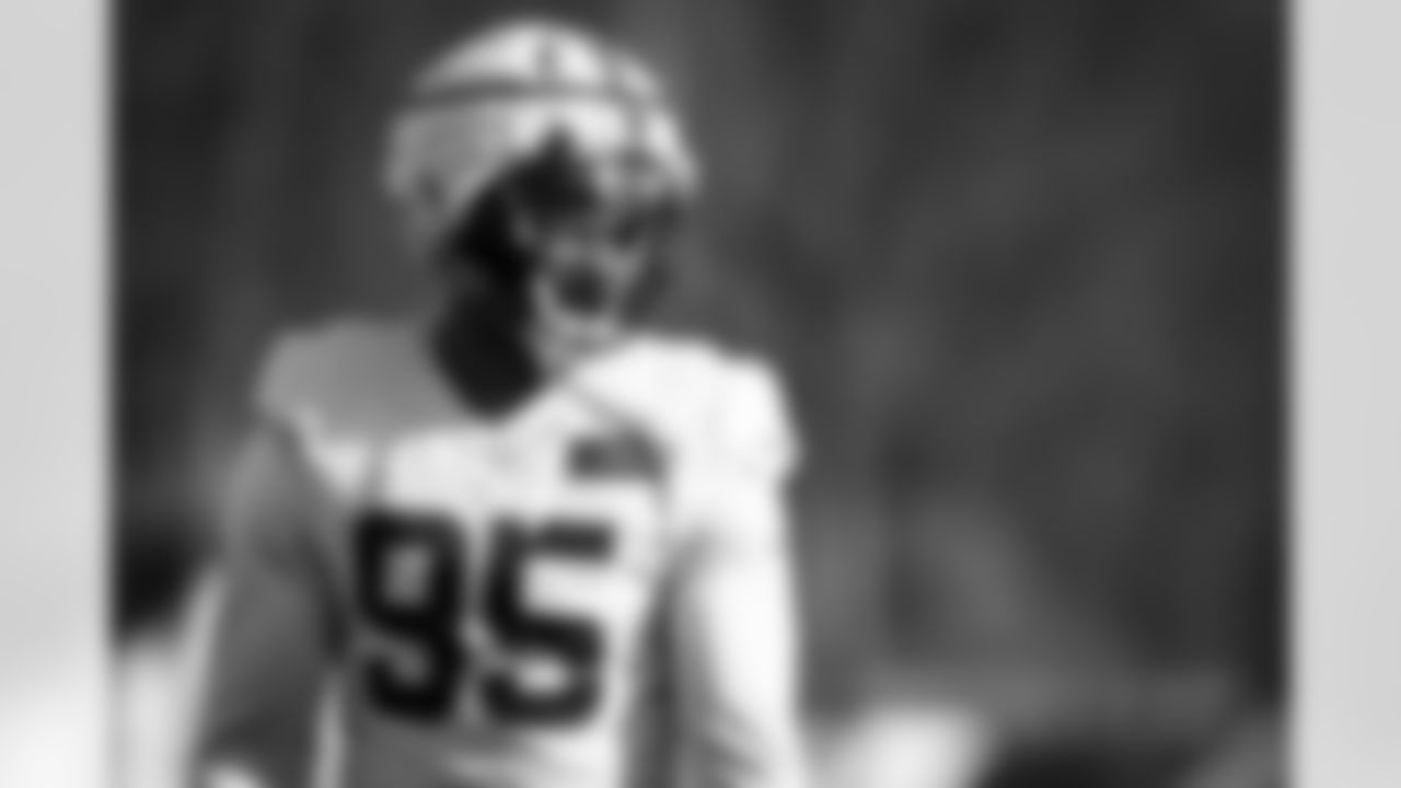 Defensive end Myles Garrett (95) during practice at CrossCountry Mortgage Campus on December 14, 2023.