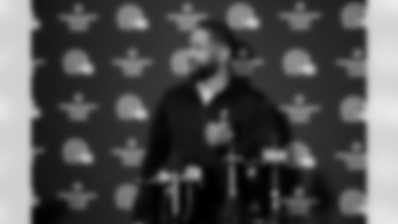 Executive Vice President of Football Operations and General Manager Andrew Berry speaks to the media after Head Coach Todd Monken's Introductory Press Conference at CrossCountry Mortgage Campus on February 3, 2026.