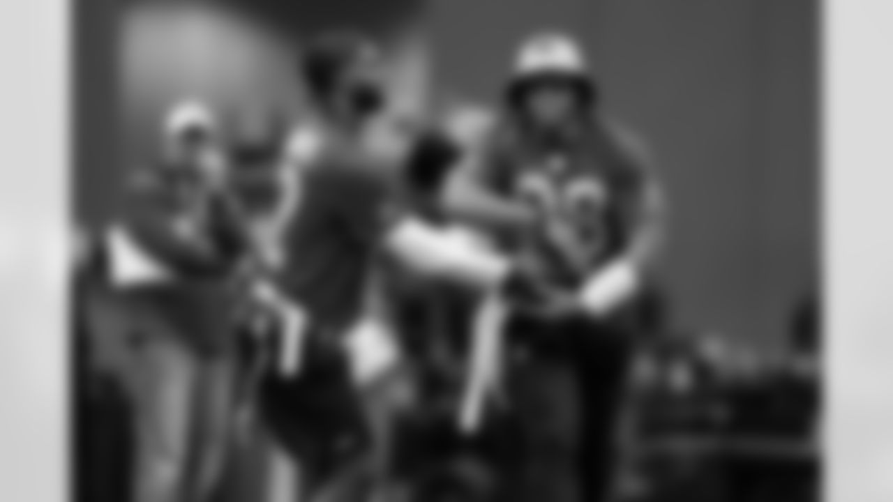 Quarterback Shedeur Sanders (12) and Colts Running back Jonathan Taylor (28) during the first AFC Pro Bowl Practice at the Moscone Center in San Francisco on February 1, 2026.