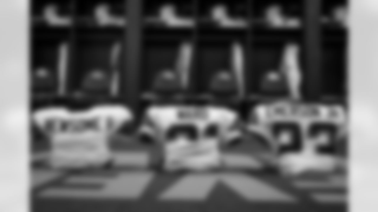 The locker room before a NFL football game between the New York Jets and Cleveland Browns on Thursday Night Football on December 28, 2023 at Cleveland Browns Stadium.