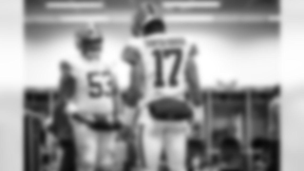 Quarterback Dorian Thompson-Robinson (17) before a NFL football game between the Cleveland Browns and Denver Broncos on November 26, 2023 at Empower Field at Mile High.