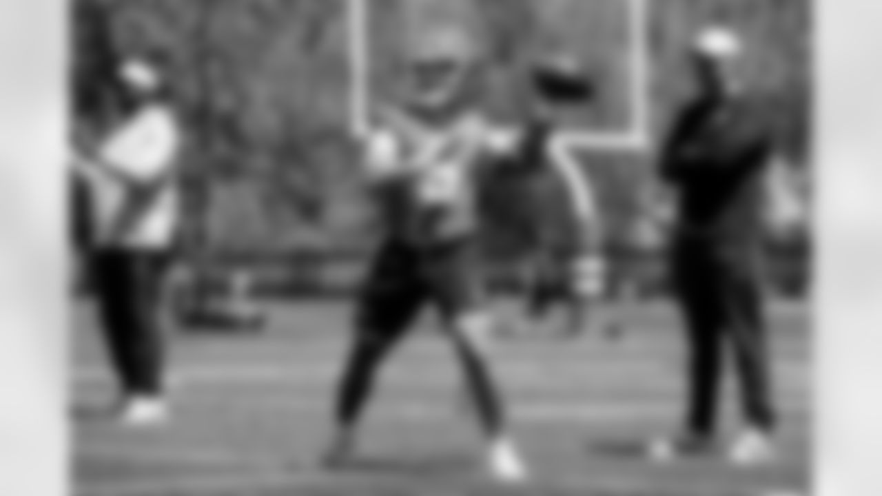 Quarterback Dillon Gabriel (5) during fieldwork on the first day of Rookie Minicamp at CrossCountry Mortgage Campus on May 9, 2025.