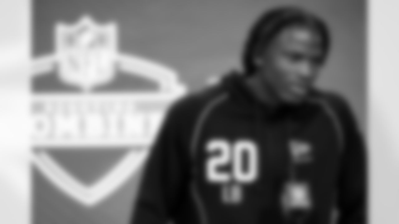 Linebacker Arvell Reese, Ohio State, speaks to the media at the 2026 NFL Combine on February 25, 2026 in Indianapolis, Indiana.