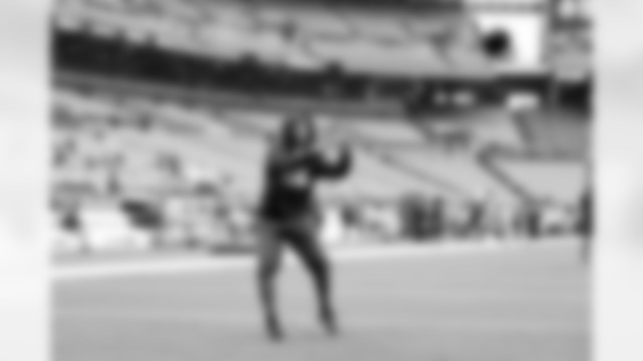 Wide receiver Gage Larvadain (84) before a NFL football game between the Miami Dolphins and Cleveland Browns on October 19, 2025 at Huntington Bank Field.