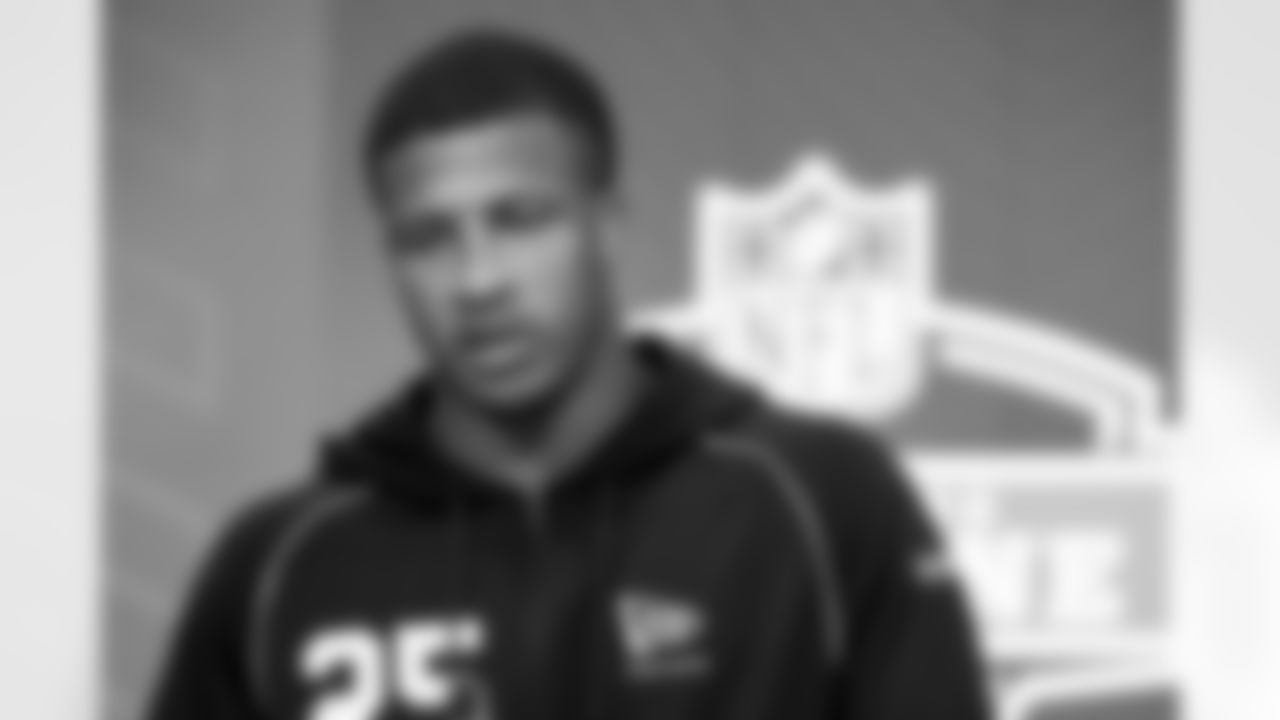 Linebacker Sonny Styles, Ohio State, speaks to the media at the 2026 NFL Combine on February 25, 2026 in Indianapolis, Indiana.