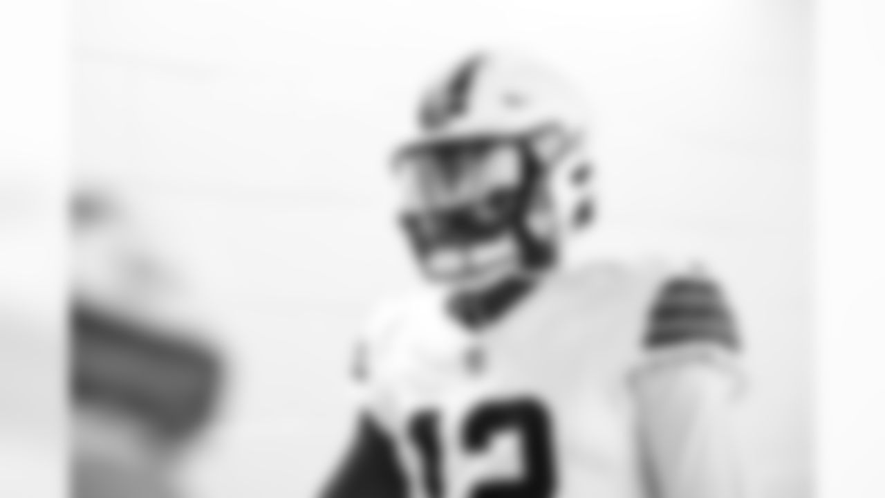 Quarterback Shedeur Sanders (12) before a NFL football game between the Cleveland Browns and Las Vegas Raiders on November 23, 2025 at Allegiant Stadium.