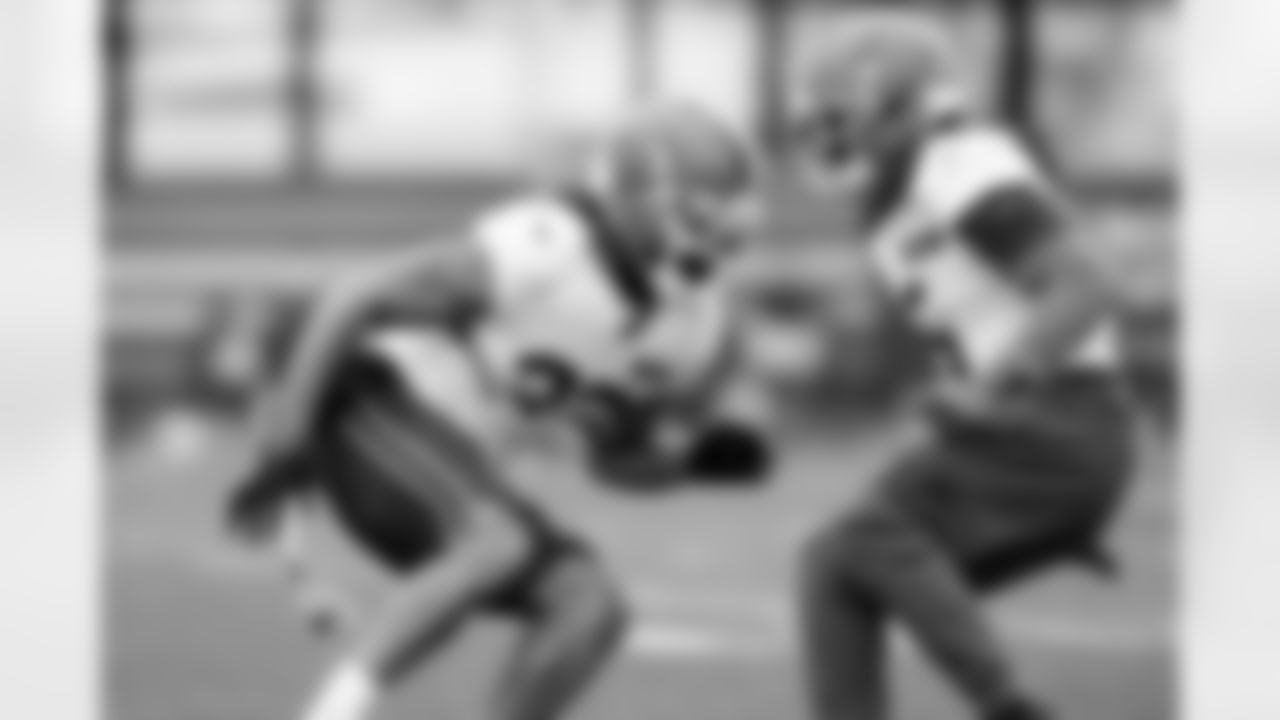 Safety Ronnie Hickman Jr. (33) and Safety Rayshawn Jenkins (5) during practice at CrossCountry Mortgage Campus on November 26, 2025.