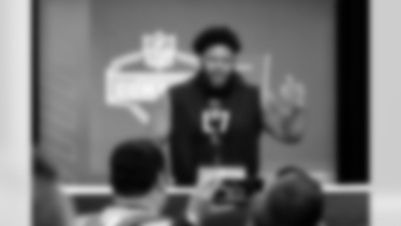 Defensive lineman Dontay Corleone, Cincinnati, speaks to the media at the 2026 NFL Combine on February 25, 2026 in Indianapolis, Indiana.