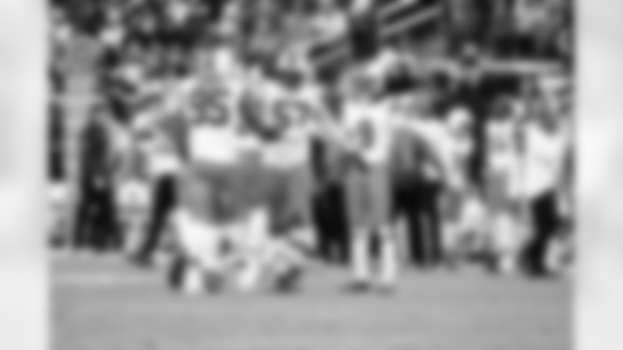 Defensive end Myles Garrett (95) and Defensive end Isaiah McGuire (57) during a NFL football game between the Cleveland Browns and Las Vegas Raiders on November 23, 2025 at Allegiant Stadium.