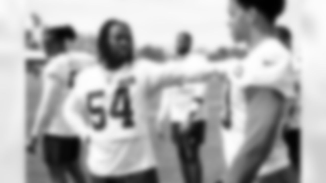 Defensive end Ogbo Okoronkwo (54) during fieldwork in Phase II of the offseason at CrossCountry Mortgage Campus on May 12, 2025.