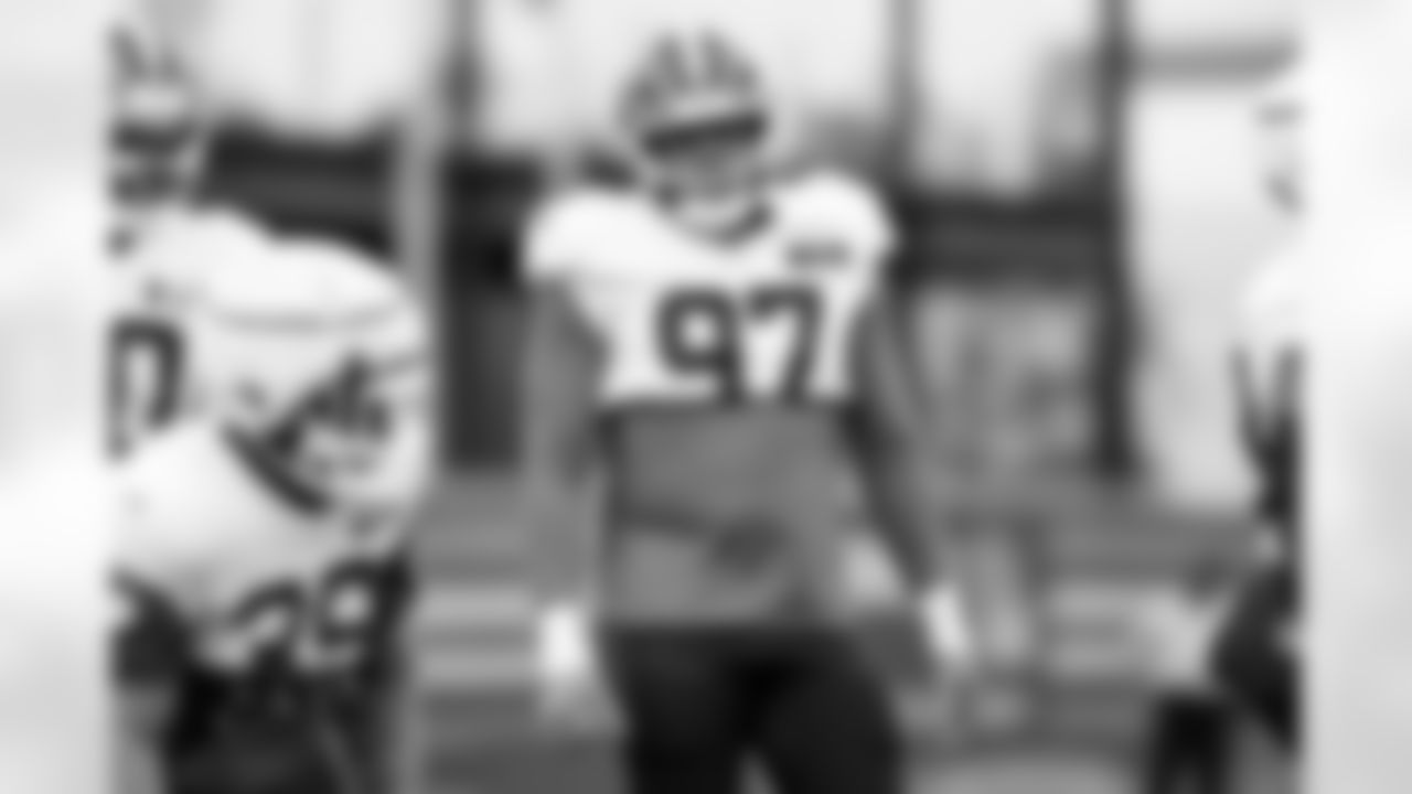 Defensive end Ochaun Mathis (97) during practice at CrossCountry Mortgage Campus on November 12, 2025.