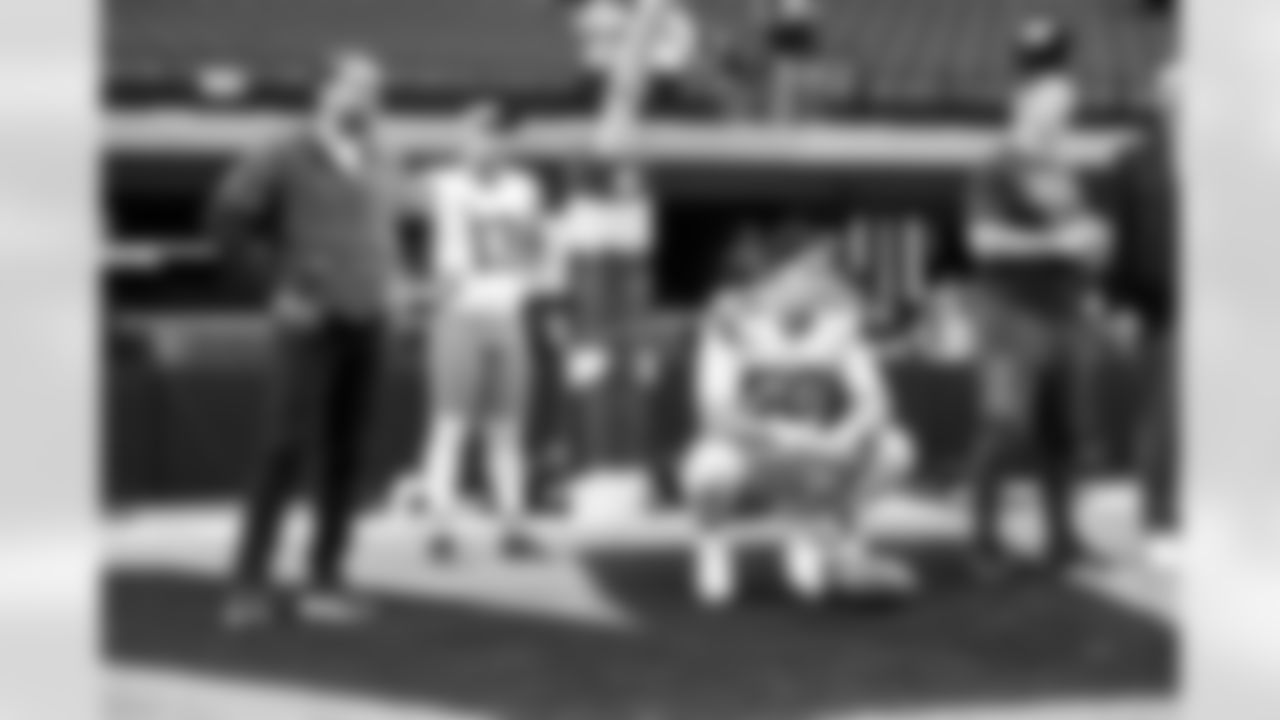 Punter Corey Bojorquez (13) and Long snapper Rex Sunahara (50) before a NFL football game between the Cleveland Browns and Las Vegas Raiders on November 23, 2025 at Allegiant Stadium.
