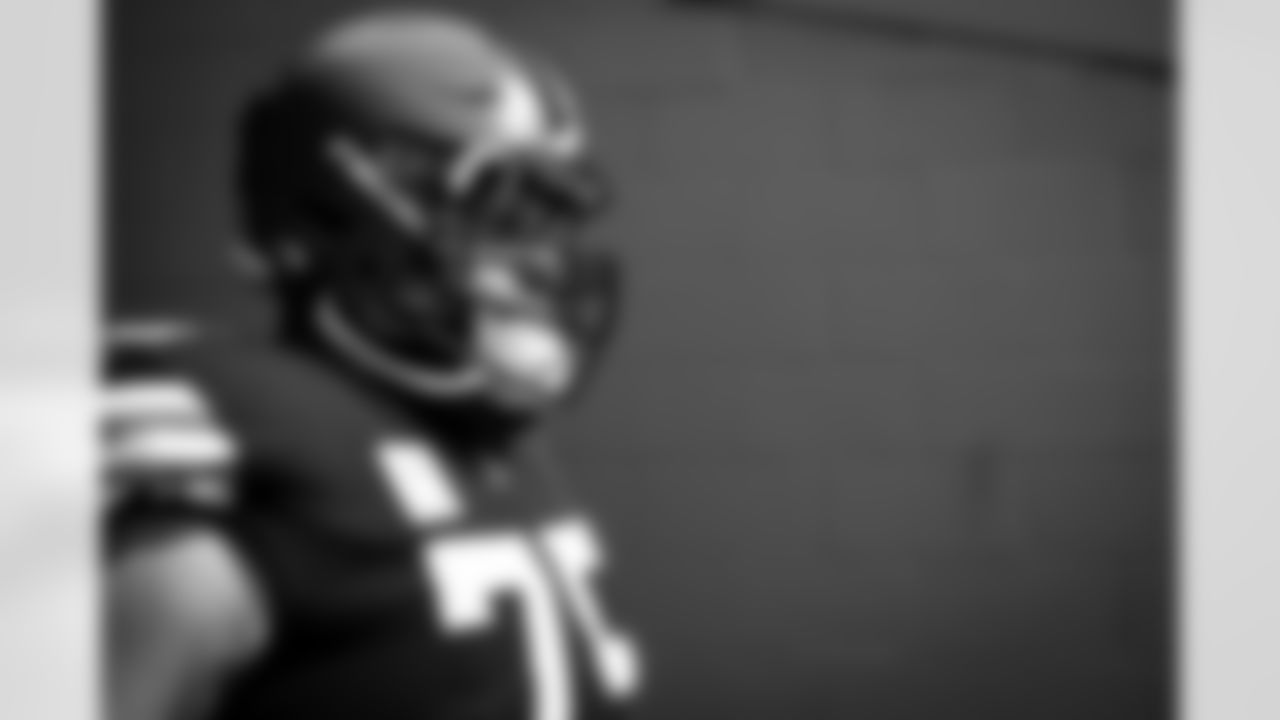 Offensive guard Joel Bitonio (75) before a NFL football game between the Cleveland Browns and Miami Dolphins on November 13, 2022 at Hard Rock Stadium. The Browns lost 17-39.
