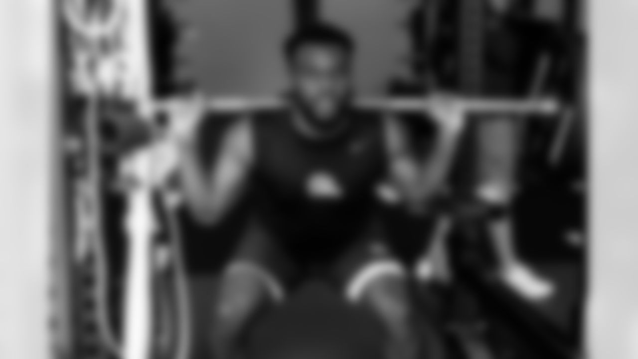 Running back Jerome Ford (34) during a workout in Phase I of the offseason at CrossCountry Mortgage Campus on April 29, 2025.