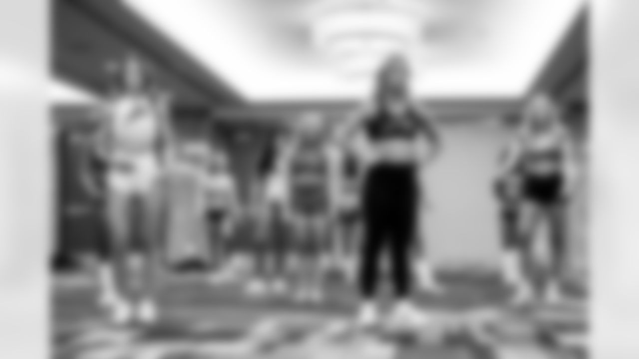 SAN FRANCISCO, CA - February 01, 2026 - Tampa Bay Buccaneers Pro Bowl Cheerleader Savannah during rehearsals. Photo By Tori Richman/Tampa Bay Buccaneers