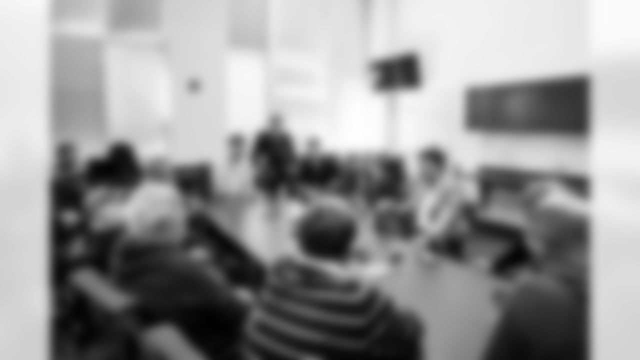 TAMPA, FL - January 27, 2026 - Offensive Coordinator Zac Robinson of the Tampa Bay Buccaneers speaks with the media after his introductory press conference at AdventHealth Training Center. Photo By Tori Richman/Tampa Bay Buccaneers