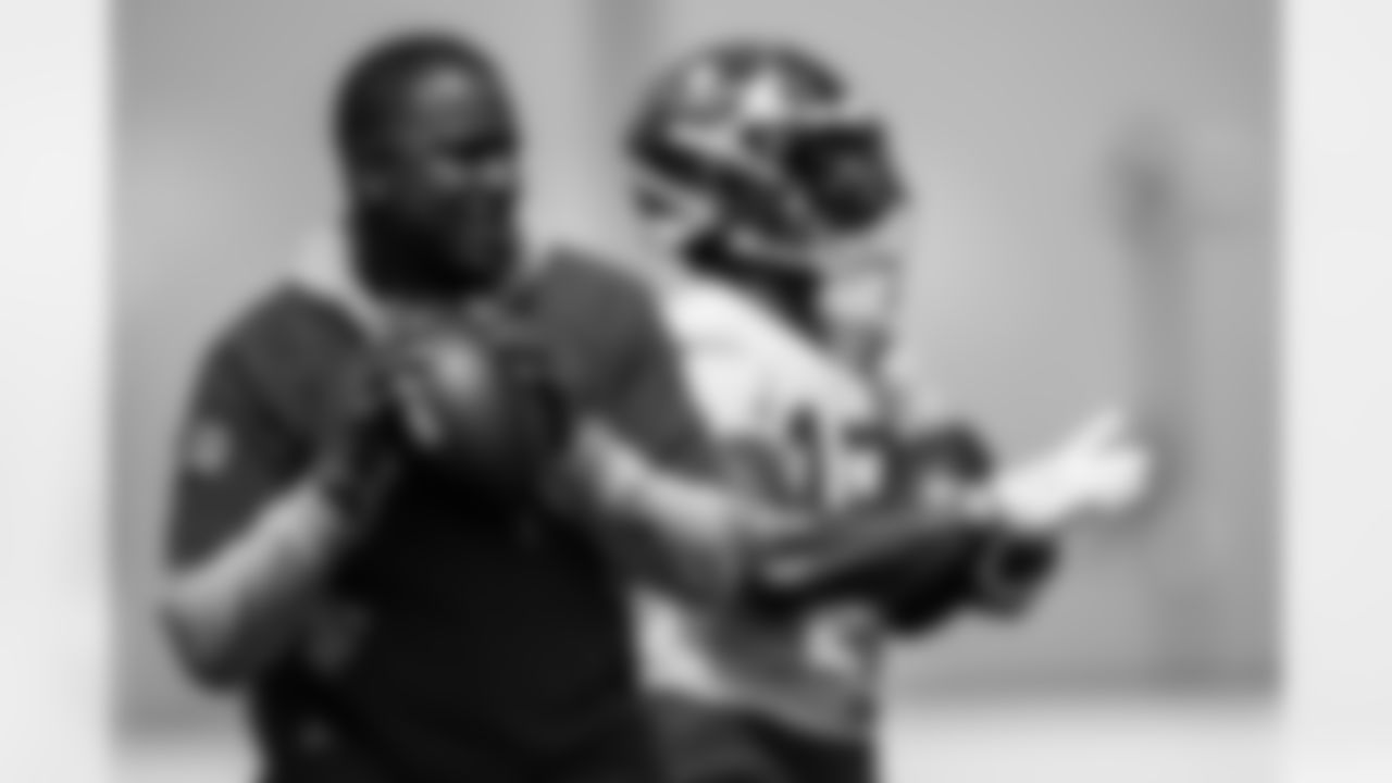 TAMPA, FL - May 27, 2025 - Wide Receivers Coach Bryan McClendon of the Tampa Bay Buccaneers during OTA's at AdventHealth Training Center. Photo By Kyle Zedaker/Tampa Bay Buccaneers