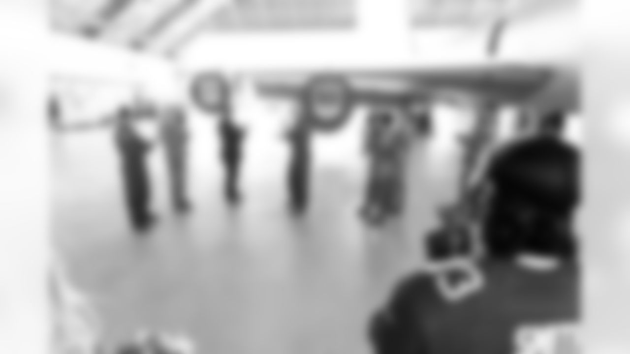 TAMPA, FL - December 02, 2025 - Engine covers are revealed during a visit to MacDill Air Force Base. Photo By Kyle Zedaker/Tampa Bay Buccaneers