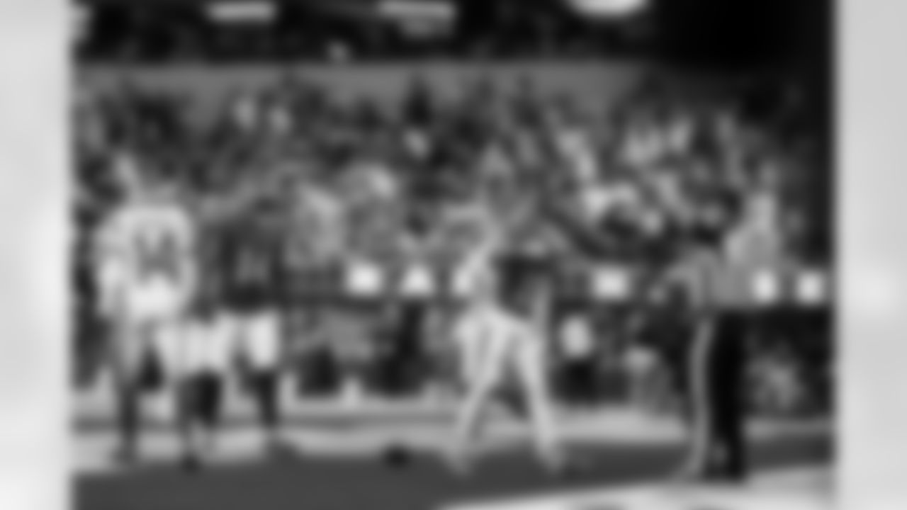 INGLEWOOD, CA - November 23, 2025 - Wide Receiver Chris Godwin Jr. #14 and Wide Receiver Tez Johnson #15 of the Tampa Bay Buccaneers after a touchdown during the game between the Tampa Bay Buccaneers and Los Angeles Rams. The Bucs lost the game, 34-7. Photo By Kyle Zedaker/Tampa Bay Buccaneers