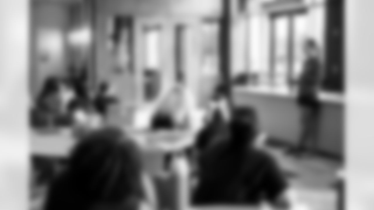 TAMPA, FL - December 16, 2025 - The final session of the Player-Student Mentoring Program at AdventHealth Training Center. Photo By Kyle Zedaker/Tampa Bay Buccaneers