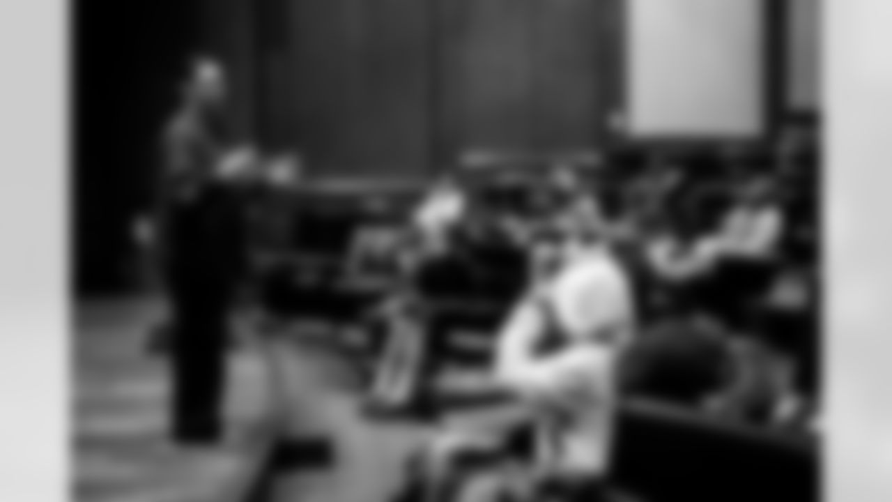 TAMPA, FL - December 16, 2025 - The final session of the Player-Student Mentoring Program at AdventHealth Training Center. Photo By Kyle Zedaker/Tampa Bay Buccaneers