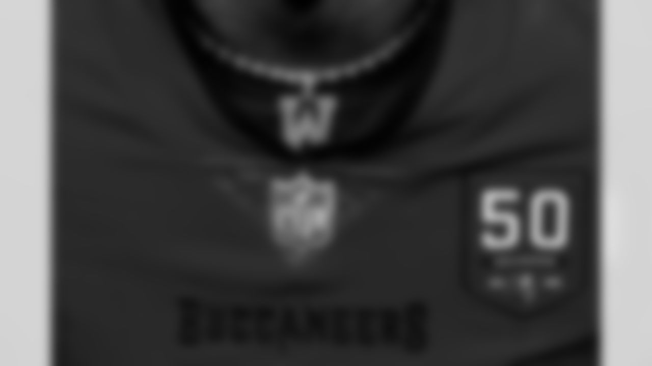 INGLEWOOD, CA - November 23, 2025 - Running Back Owen Wright #49 of the Tampa Bay Buccaneers before the game between the Tampa Bay Buccaneers and Los Angeles Rams. The Bucs lost the game, 34-7. Photo By Tori Richman/Tampa Bay Buccaneers