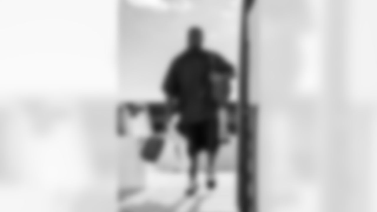 TAMPA, FL - December 27, 2025 - Offensive Tackle Benjamin Chukwuma #70 of the Tampa Bay Buccaneers departs Tampa for a Week 17 game against the Miami Dolphins. Photo By Tori Richman/Tampa Bay Buccaneers