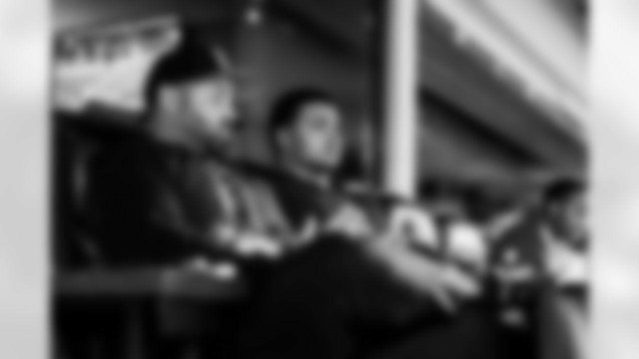 INDIANAPOLIS, IN - February 27, 2026 - Scouting Assistant Griffin Moore during Workouts at the 2026 NFL Combine at Lucas Oil Stadium. Photo By Tori Richman/Tampa Bay Buccaneers