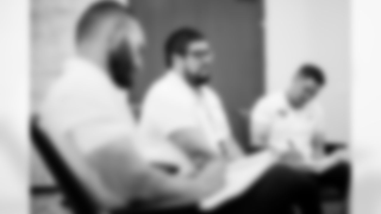 TAMPA, FL - May 09, 2024 - Danny Mitchell, Senior Analyst University of Alabama-Birmingham, during a mock interview session as part of the National Coaching Academy at AdventHealth Training Center. Photo By Kyle Zedaker/Tampa Bay Buccaneers