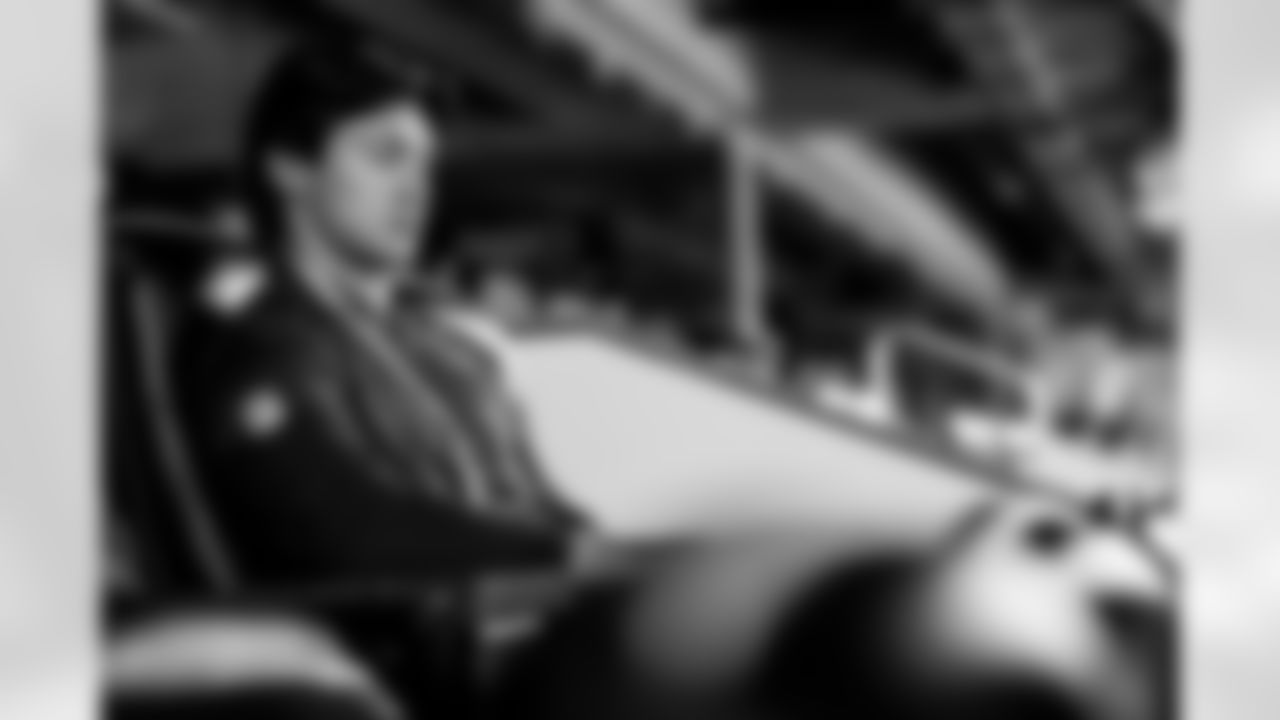 INDIANAPOLIS, IN - February 26, 2026 - Scouting Assistant Ty Shifflet during Workouts at the 2026 NFL Combine at Lucas Oil Stadium. Photo By Tori Richman/Tampa Bay Buccaneers