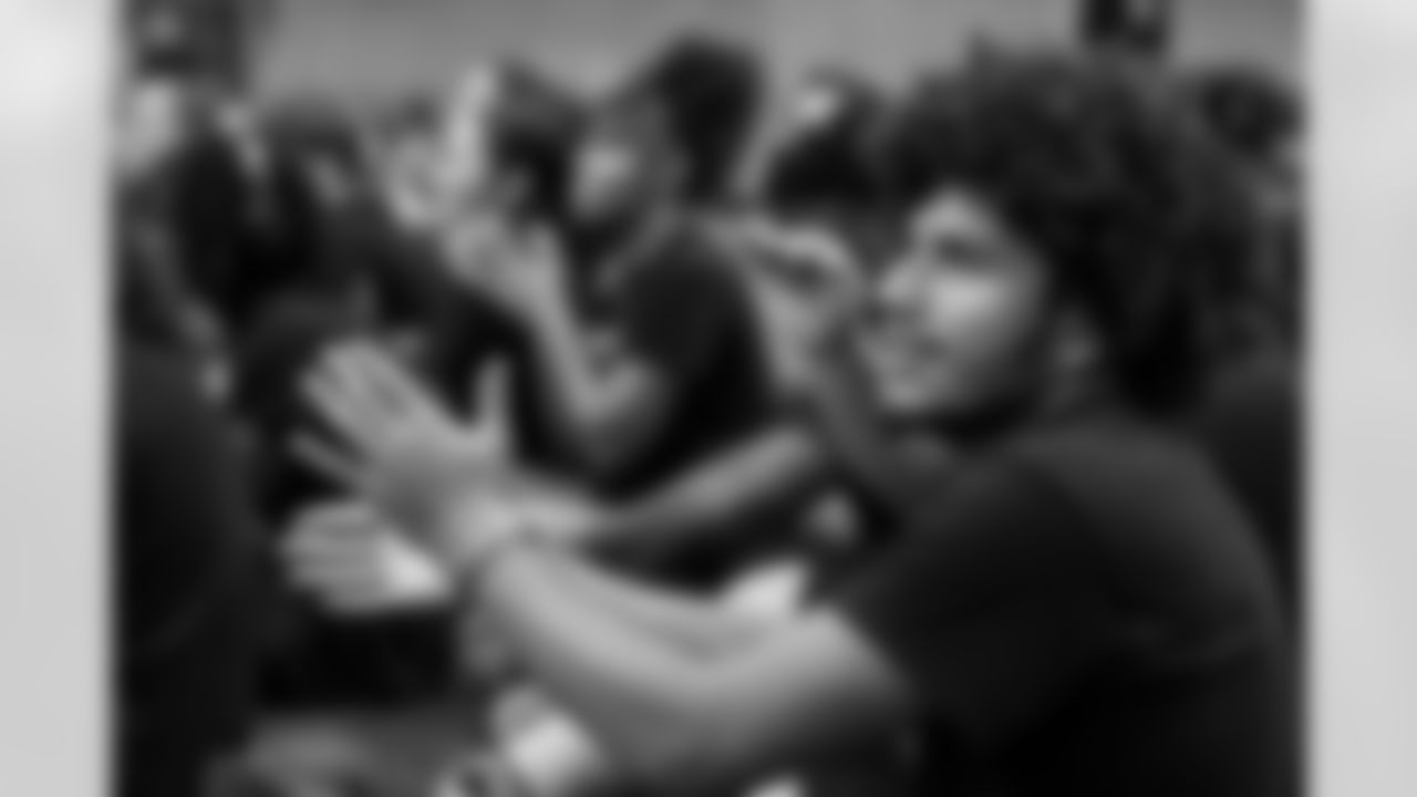 TAMPA, FL - October 15, 2025 - Session 2 of the Player-Student Mentorship Program with students from Leto High School and Tampa Bay Tech High School. Photo By Kyle Zedaker/Tampa Bay Buccaneers