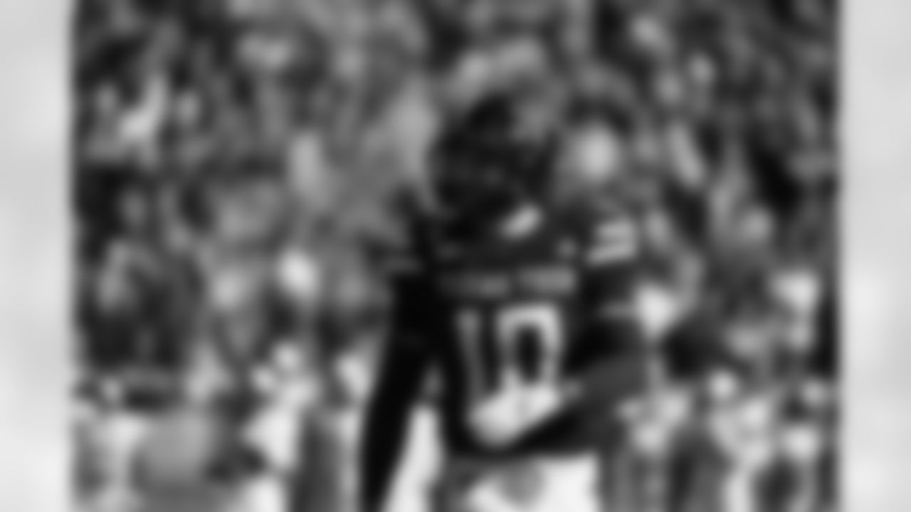 Texas Tech linebacker Jacob Rodriguez (10) lines up against Central Florida during the first half of an NCAA college football game Saturday, Nov. 15, 2025, in Lubbock, Texas. (AP Photo/Justin Rex)