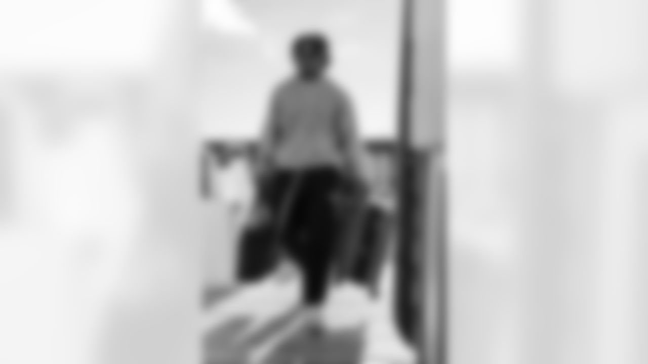 TAMPA, FL - December 27, 2025 - Safety Rashad Wisdom #38 of the Tampa Bay Buccaneers departs Tampa for a Week 17 game against the Miami Dolphins. Photo By Tori Richman/Tampa Bay Buccaneers