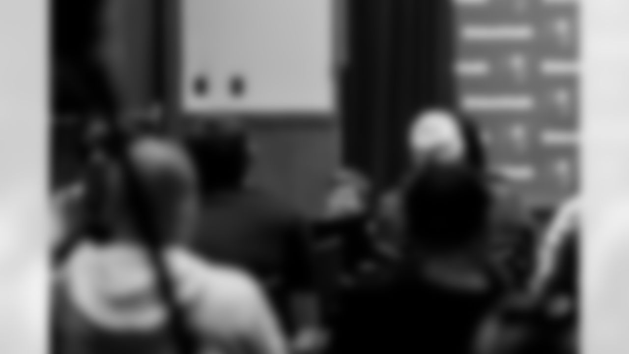 TAMPA, FL - January 27, 2026 - Offensive Coordinator Zac Robinson of the Tampa Bay Buccaneers' family during his introductory press conference at AdventHealth Training Center. Photo By Tori Richman/Tampa Bay Buccaneers