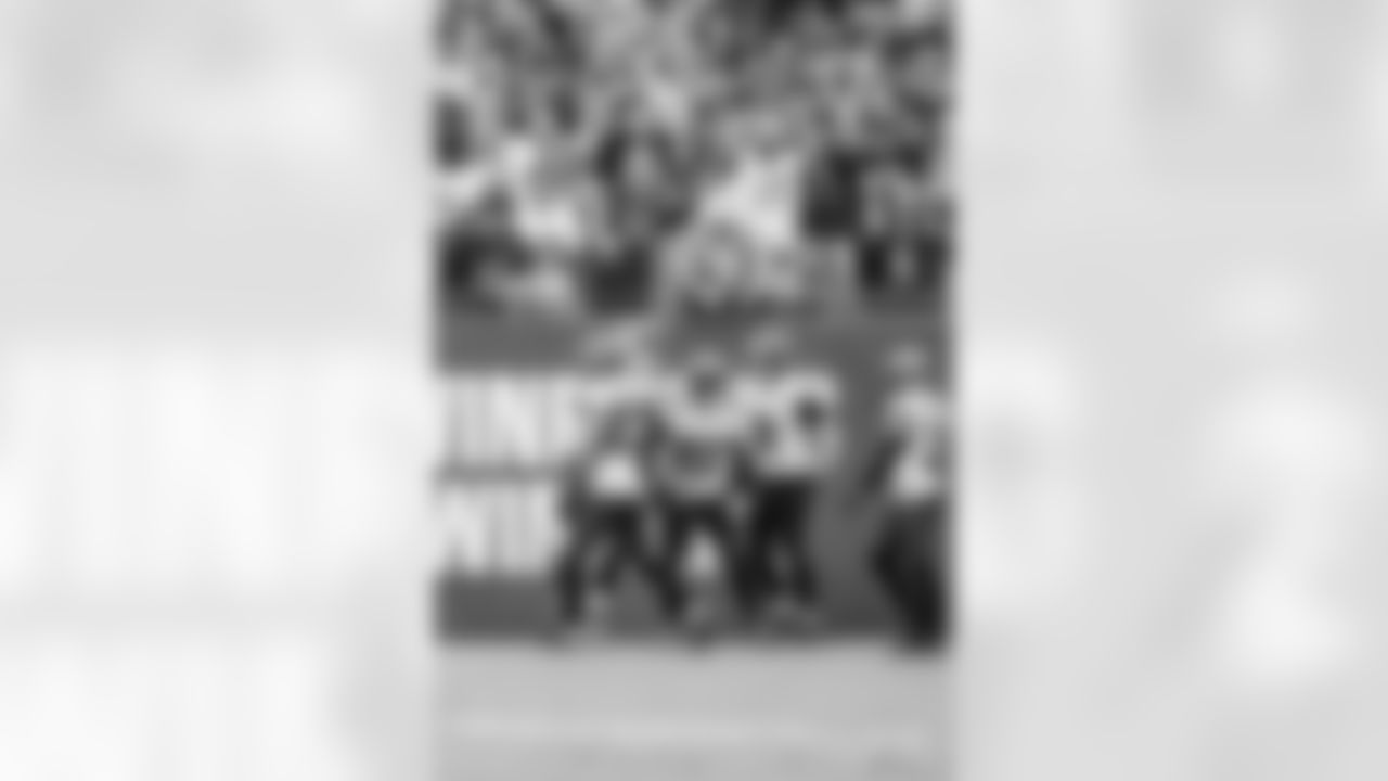 TAMPA, FL - November 09, 2025 - Safety Tykee Smith #23, Cornerback Zyon McCollum #27, Inside Linebacker SirVocea Dennis #8 and Safety Antoine Winfield Jr. #31 of the Tampa Bay Buccaneers during the game between the New England Patriots and Tampa Bay Buccaneers. The Bucs lost the game, 28-23. Photo By Tori Richman/Tampa Bay Buccaneers