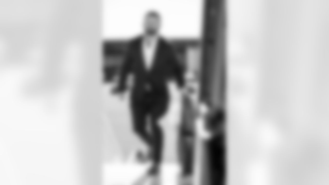 TAMPA, FL - November 15, 2025 - Kicker Chase McLaughlin #4 of the Tampa Bay Buccaneers departs before the Bucs' game against the Buffalo Bills. Photo By Tori Richman/Tampa Bay Buccaneers