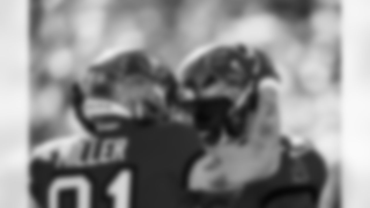 TAMPA, FL - November 30, 2025 - Wide Receiver Ryan Miller #81 and Wide Receiver Chris Godwin Jr. #14 of the Tampa Bay Buccaneers during the game between the Arizona Cardinals and Tampa Bay Buccaneers. The Bucs won the game, 20-17. Photo By Kyle Zedaker/Tampa Bay Buccaneers