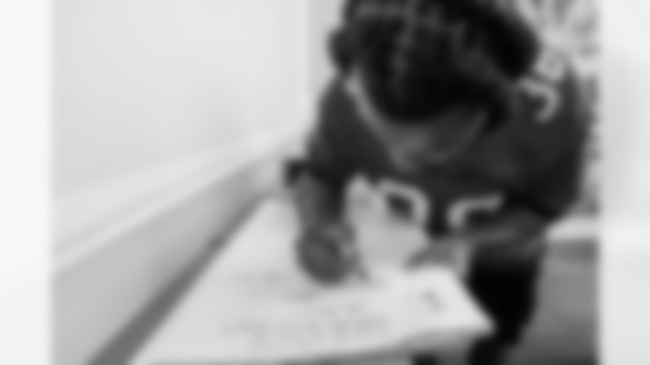 TAMPA, FL - March 03, 2026 - Safety Rashad Wisdom #38 of the Tampa Bay Buccaneers during the National Reading Month celebration hosted by The Tampa Bay Buccaneers and Dr. Seuss Enterprises at Potter Elementary School. Photo By Doug DeFelice/Tampa Bay Buccaneers