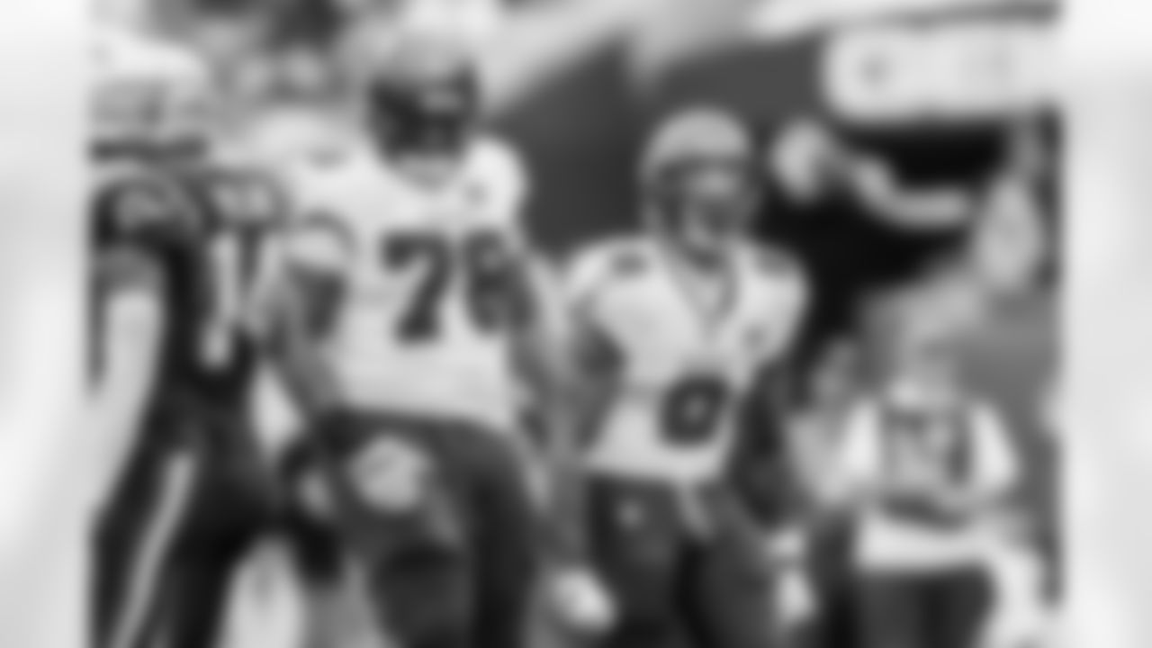 TAMPA, FL - November 09, 2025 - Tackle Tristan Wirfs #78 and Wide Receiver Emeka Egbuka #2 of the Tampa Bay Buccaneers during the game between the New England Patriots and Tampa Bay Buccaneers. The Bucs lost the game, 28-23. Photo By Tori Richman/Tampa Bay Buccaneers